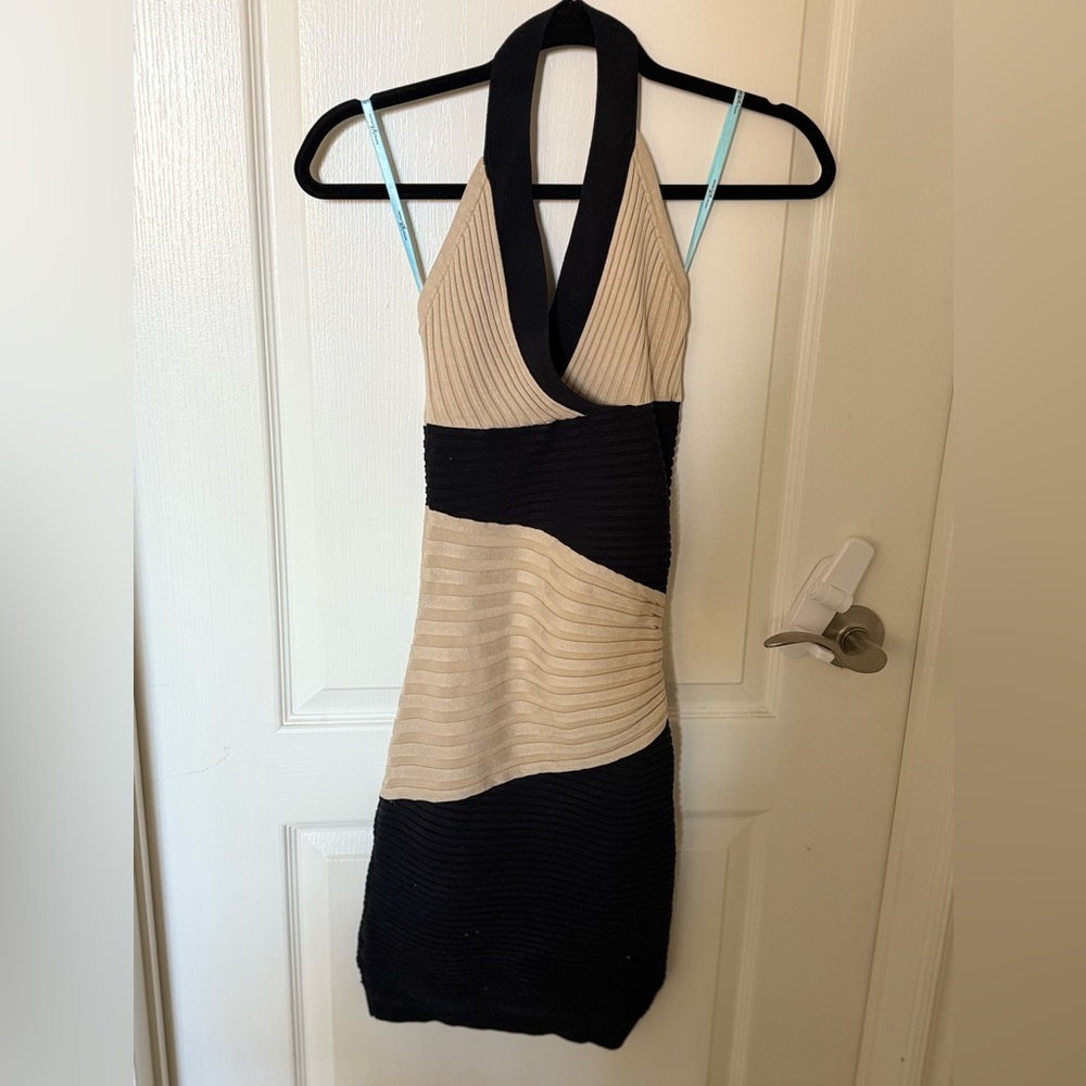 Marciano bodycon Black and Tan Dress